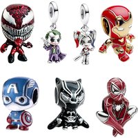 Marvel Spider-Man,DC. Charm Beads Pendant Fit Original Snake Silver Bracelet Necklace Beads For Diy Jewelry Women Gift