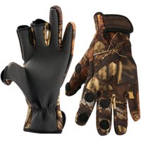 AliExpress NONE 1Pair Windproof Anti-Slip Neoprene Gloves 3 Finger Exposure Thermal Gloves for Fishing Cycling Camping Xl Camouflage