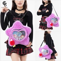 Purple Star Shaped Furry Ita Backpack, Imitation Fox Fur Bag by GEARDUKE for Anime Pins Display & Streetwear
