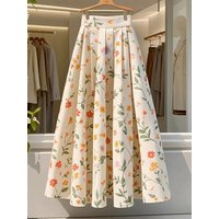 Floral Sweet Long Skirt Women High Waist Fashion Elegant Skirts Loose Casual Spring Summer Female Korean All Match Long Skirts