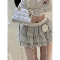 Sweet Fairy Style A-Line Skirt Women's Summer New Chain Waist Belt Anti-Light Elastic Waist Versatile Short Skirt
