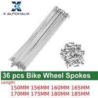X autohaux Bicycle Spokes Bike Wheel Spokes 14G 36Pcs 15 mm 156mm 160mm 165mm 180mm 185mmLength Carbon Steel Galvanized