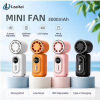 Mini Fan Handheld Small Portable Fan Cooling Turbo 5 Speeds 1600mAh LED Display 180° Rotatable Clip Type-C Rechargeable Fans New