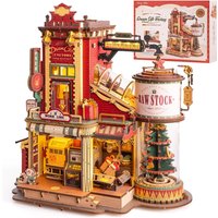 Robotime Wooden Music Box Christmas Dream Gift Factory 3D Wooden Puzzles Wooden Model Kits Build Best Gifts for Kids Adults