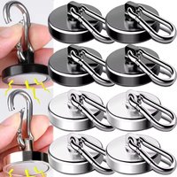 Strong Neodymium Magnetic Hooks 360°Rotation Carabiner Magnet Ring Keychain Hook for Home Refrigerator Kitchen Bathroom Hanging