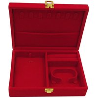 Portable Velvet Red Jewelry Box Case Display Travel Organizer with Lid Rings Bangle Storage Holder Earring Necklace Watch Box