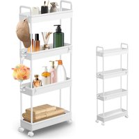 4-Tier Storage Rack Trolley Cart Slide Rolling Utility Mobile Shelving Organizer Snack storage for Kitchen Bathroom