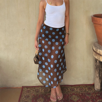 Tuularose Fashion Printed Skirts Elegant Polka Dot Irregular Mesh See Through Skirts Vintage Printed Luxury Party Women's Skirts