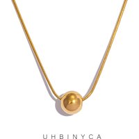 Minimalism Stainless Steel Round Bead Necklace Handmade Chain Collar Necklace Tarnish Resistant Jewelry for Women