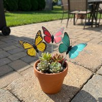 Colorful Random Patterns 3D Artificial Butterfly Stems Garden Landscape Decorative Ornaments Outdoor Courtyard 10-20 Individual