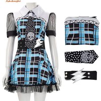 Cartoon Monster Cosplay Frankie Stein Dress Cloth Women Party Disguise Roleplay Female Outfits Suit Halloween Costume Carnival