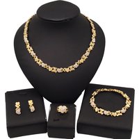Luxury Party Heart Necklace Earrings Accessories Girls Ring Bracelet Birthday Gifts 18K Gold Plated Woman Delicate Jewelry Set