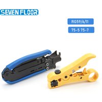 Adjustable RG6 RG59 RG11 Coaxial Compression Crimper Kit for 75-5 75-7 F-Type Connectors Crimping Pliers Set with Wire Stripper