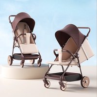Foldable Lightweight Baby Stroller High Carbon Steel Frame 360°Wheels Sit Recline Travel Pushchair Detachable Tray Headrest