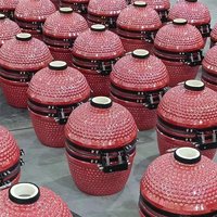 Tandoor Oven Pearlescent Glaze Outdoor 13" Multi-function Barbecue Ceramic Charcoal BBQ Kamado Grill
