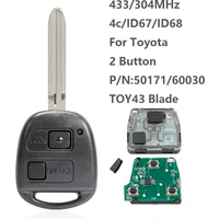 Remote Car Key with ID67/ID68/4C Chip For Toyota Camry Land Cruser 120 Prado 2/3 Buttons 315MHz 433MHz TOY43 Keys
