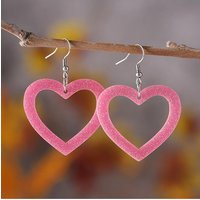new Valentine's Day pink sequined hollow love pendant earrings women's acrylic double-sided earrings