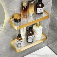 Brushed Gold Bathroom Shelf Aluminum Wall-mounted Shower Storage Rack Bath Shampoo Holder Corner shelf Bathroom Shelves