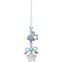 Sweet Cute Ice Transparent Star Flower Pendant Resin Bowknot Beaded Phone Strap Hand Knitting Bag Decoration Mobile Bag