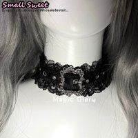 Women Y2K Girl Sexy Ribbon Goth Lolita Choker Lace Ruffle Buckle Subculture Neck Ring Punk Necklaces Sweet Kawaii Gothic Collar