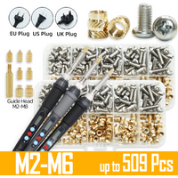 Jeu de chaleur, tête de pointe de fer à souder M2 M3 M4, inserts thermofusibles, écrou, vis en laiton, Kit d'insertion de filetage intégré, impression 3d en plastique