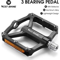 WEST BIKING Bicycle Pedals Ultralight Aluminium Alloy Anti-Slip Cycling Pedal Cycling Sealed Bearing Reflective Bike Pedals