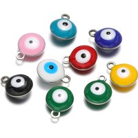 20Pcs/Lot Waterproof Stainless Steel Enamel Evil Eye Charms Necklace Pendants for Earrings Material DIY Handmade Jewelry Making