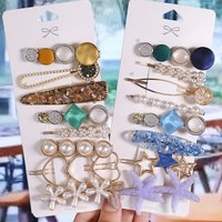 8pcs/5pcs/Set Colourful Inlay Rhinestone Hair Clip Fashiona Flower hair Accessories Hollow Out Starfish Metal Hair Pin