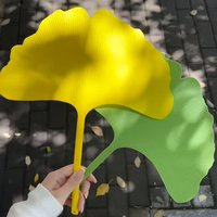 Ginkgo Leaf Shape Hand Fan, Minimalist Solid Color Portable Hand Fan for Summer Camping Travel Use