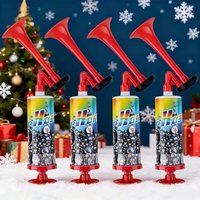 4pcs Loud Handheld Air Horns for Soccer Parties - High Decibel Red Plastic Compressed Air Horn for Sports Events & Crowds