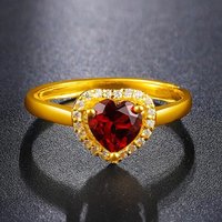 24K pure gold garnet foot gold ring 9999 natural red crystal inlaid adjustable opening gold jewelry women's gold jewelry ring