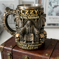 Halloween 3D Resin Ozzy Mug Osbourne Commemorative Mug Stainless Steel Skull Water Cup Beer Mug Coffee Cup Drinking