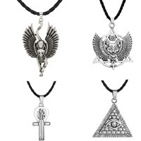 Ancient Egypt Religious Jewelry Egyptian Pyramid Illuminati Cross Egypt Cat Charm Egyptian Pharaoh Head Pendant Necklaces