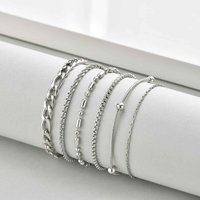 Goxygen Dainty Silver Color Stackable Bracelet Stainless Steel Beads Thin Chain for Women Men Jewelry Sets Gifts