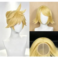 2026 New High Quality Rin Len Cosplay Wig Short Light Golden Women Man Heat Resistant Synthetic Hair Anime Wigs + Hairnet