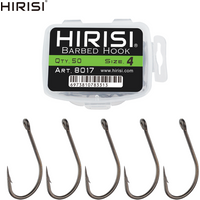 Hirisi 100pcs Carp Fishing Coating High Carbon Stainless Steel Barbed Hooks 8017 Fishing Accessories