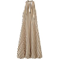 Willshela Women Fashion Striped Backless Side Zipper Midi Dress Vintage Halter Neck Sleeveless Female Chic Lady Dresses