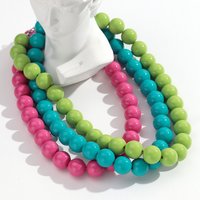 Boho Colorful Acrylic Big Ball Bead Chain Necklace Trendy Handmade Round Choker Necklaces for Women Man Statement Jewelry Gift