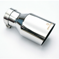 1Pc Universal Stainless Steel 304 Shinny Flange Exhaust Pipe Muffler Tip with Slash Cut Horizontal Incision Tube for Automotive