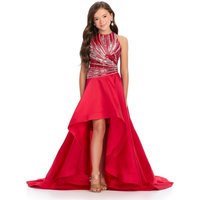 Snvdzo Halter Full Beaded Pageant Dress High Low Train Flower Girl Dress For Kids Pageant Birthday Wedding Formal Gala Party2026