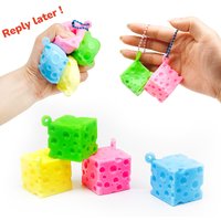 New Cheese Stress Relief Keychain Squeeze Slow Rebound Malleable Vent Ball Cake Pendant Keyring Gift for Adults and Friends