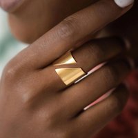 Edelstahl Modern Wrap Breiter Ring für Frauen Geometrischer Finger-Statement-Ring Party Layered Chic Schmuck