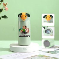 460ml Game Theme 304 Stainless Steel Insulated Cup Man Minecrafted Portable Straw Water Bottles Male Travel Cup Birthday Gift