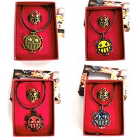 2pcs/set Anime One Piece Trafalgar Law Figure Model Kids Toys Cosplay Necklaces Pendants Rings Gifts