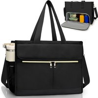 Oxford Lunch Bag for Women, Laptop Compartment, Large Insulated Tote Bag with Side Pockets for Nurses Teachers Outdoor Activitie