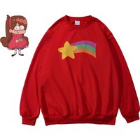 Mabel Pines Cosplay Costume Red Rainbow Star Sweatshirt Women Halloween 3D Print Mabel Pines Daily Sportswear Top Costume