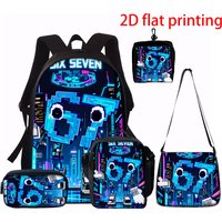 1/2/3/4/5pcs Cartoon Number 67 Print Backpack Set Lightweight Daily Large Capacity School Bag Travel Bag Children Perfect Gift