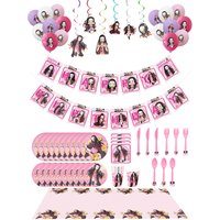 Anime Demon Slayer Kamado Nezuko themed party decoration paper cups plates tissues baby showers balloons girls birthday gifts