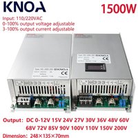 Alimentation de commutation à affichage numérique réglable 1500W, AC/DC 0-12V 13.8V 24V 36V 48V 60V 72V 80V 110V 150V 220V, SMPS industriel
