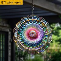 1pc 3D Flower Wind Spinner, 10in Iridescent Petals, 360° Iron Metal for Indoor Outdoor Garden Wedding Christmas Easter Decor